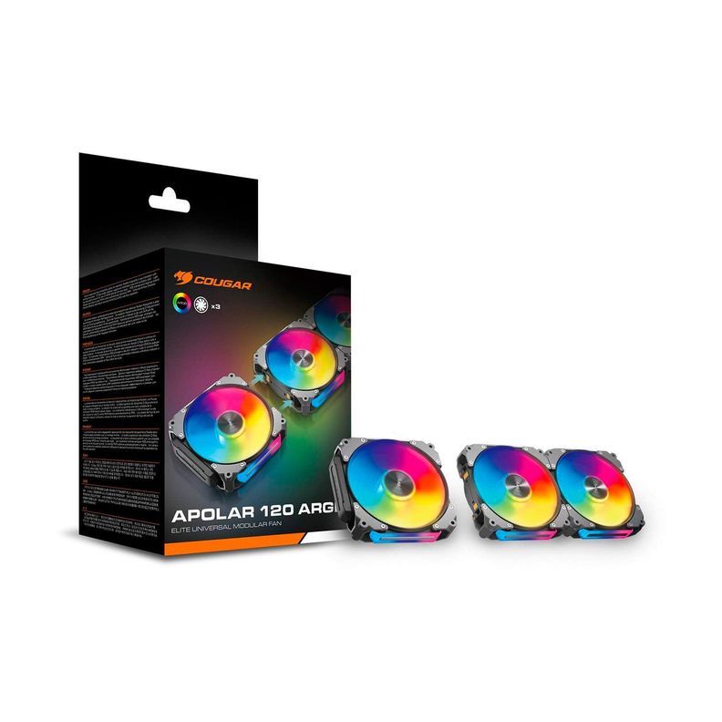 Kit 3 Ventiladores Cougar Apolar 120MM ARGB Black-3