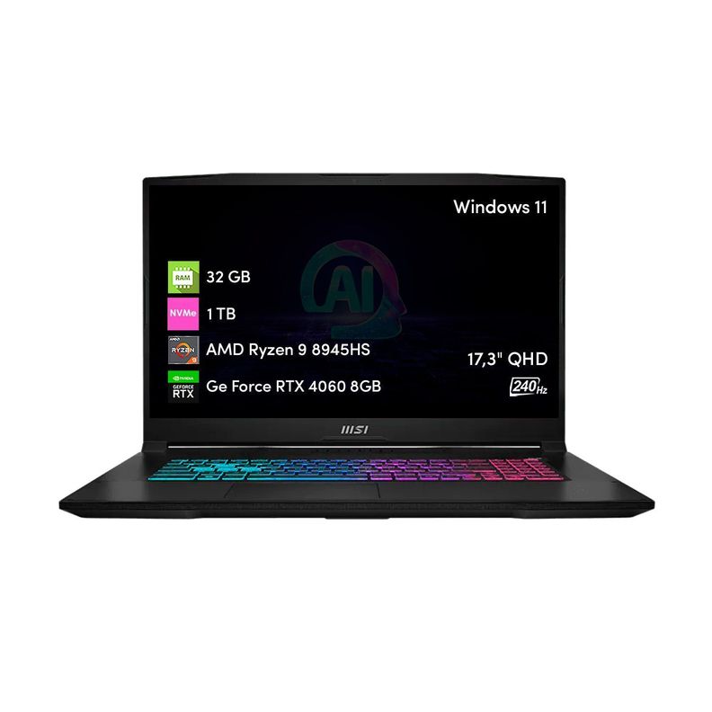 Notebook Gamer MSI Katana Ryzen 9 32GB 1TB SSD RTX4060 17.3 FHD