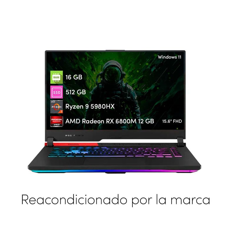 Notebook Asus Rog Strix Ryzen9 16GB 512GBSSD RX6800M 15.6 FHD-1