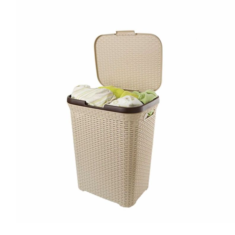 Cesto de Ropa Ratan Con Tapa Beige 10kg-0
