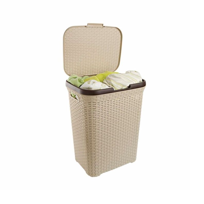Cesto de Ropa Ratan Con Tapa Beige 10kg-1