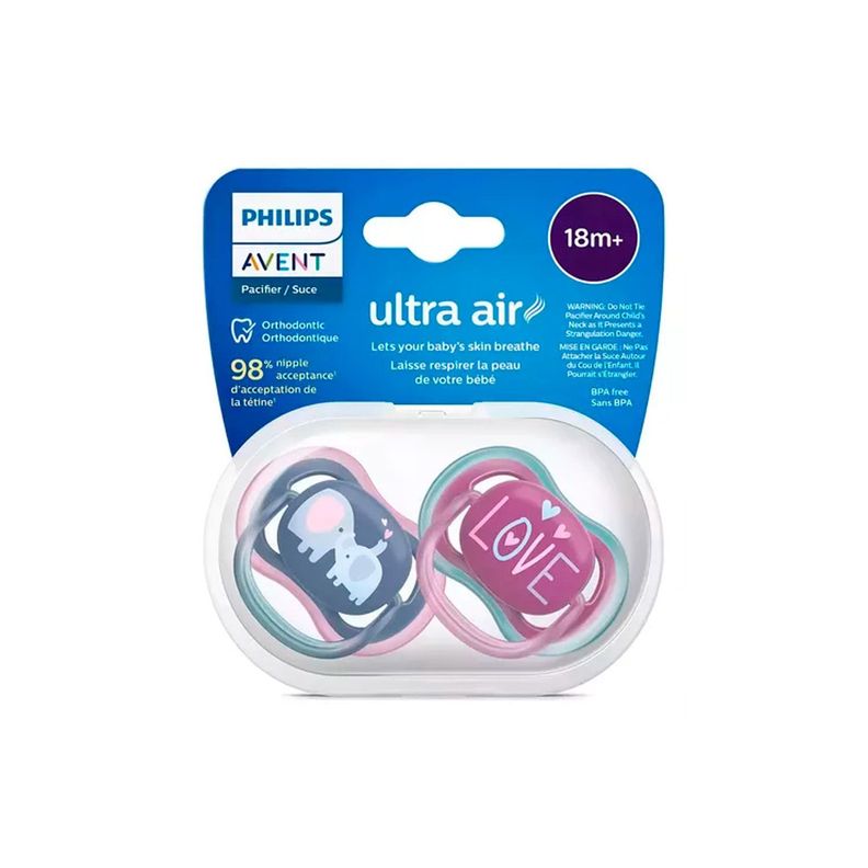 Chupete Avent Ultra Air +18M niña SCF349/22 2UN-2