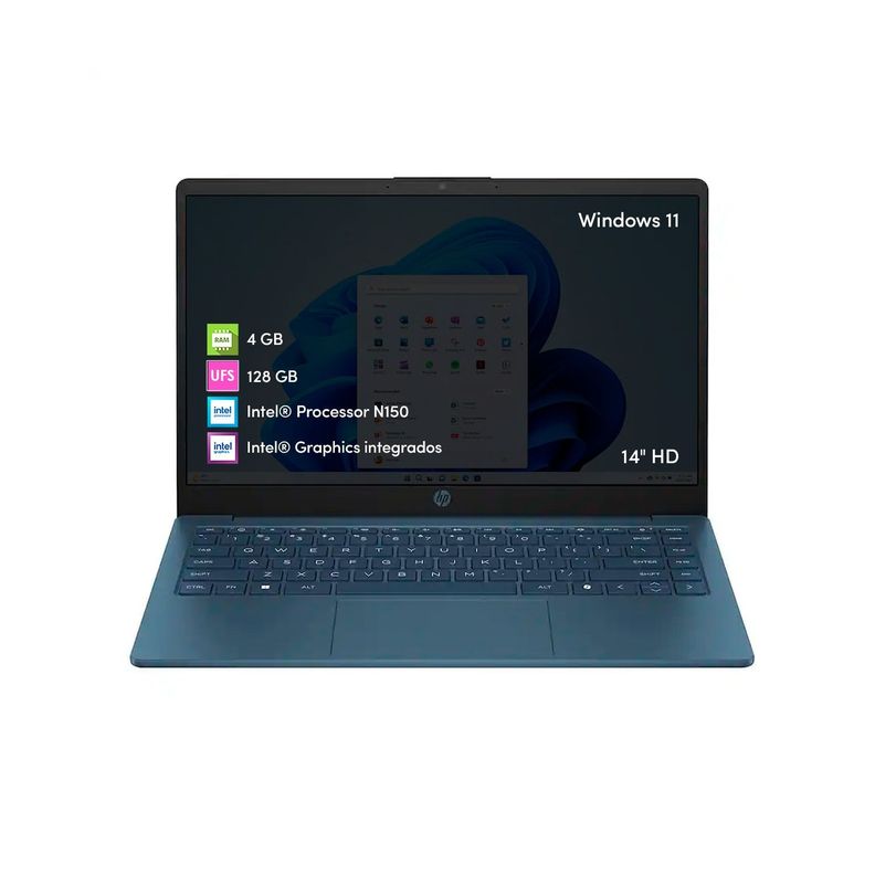 Notebook Hp Azul Notebook HP Intel N150 4GB 128GB 14' HD Win11 Azul HP | Paris.cl