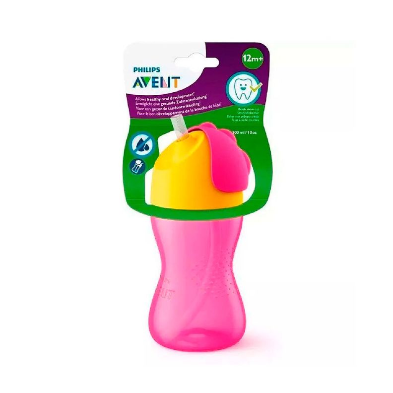 Vaso Con Bombilla Avent SCF798/02 300ml Rosa-2
