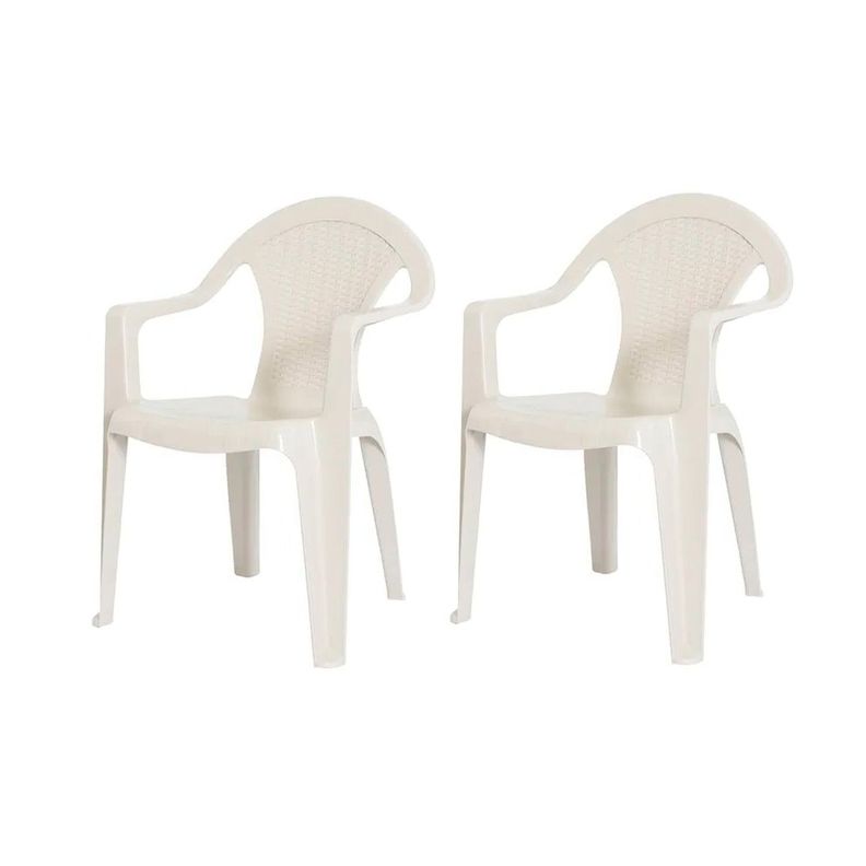 Pack 2 Sillas Terraza Ratan Glamour Con Brazos Beige-0