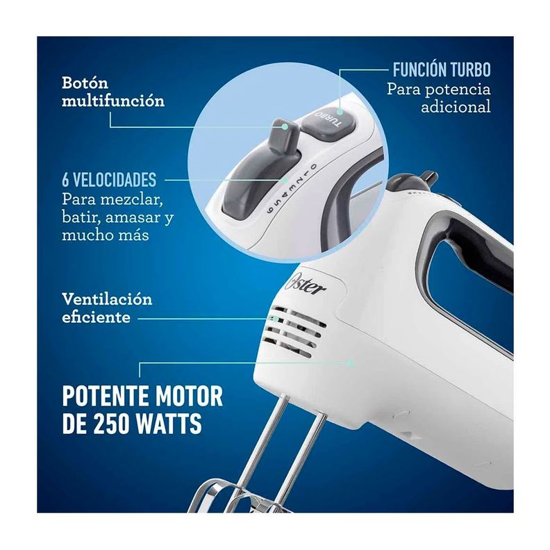 Batidora de mano Oster FPSTHM3532 6 vel Turbo 250 W-3