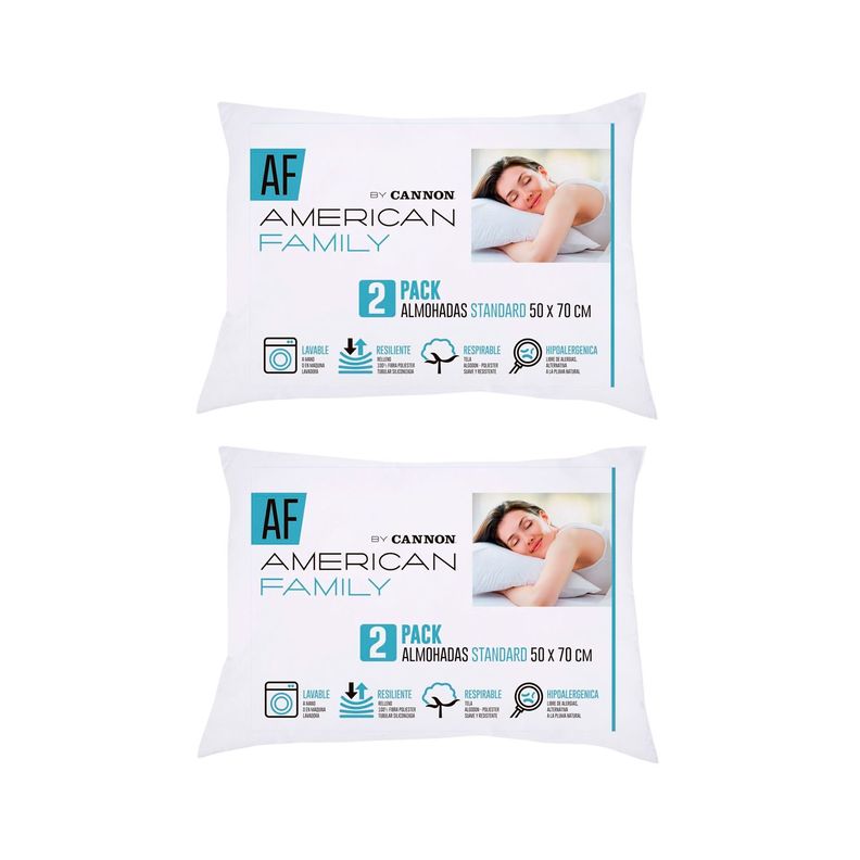 Pack 4 Almohadas Cannon American Family Microfibra 50x70cm-4