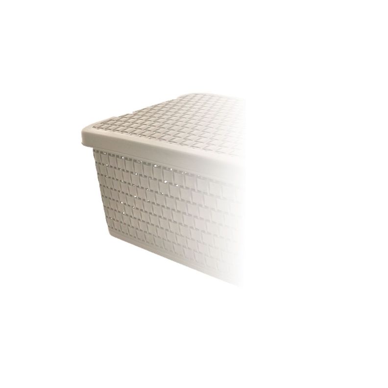 Canasto Organizador Ratan Chic Con Tapa Beige Grande-2
