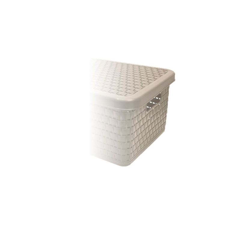 Canasto Organizador Ratan Chic Con Tapa Beige Grande-3
