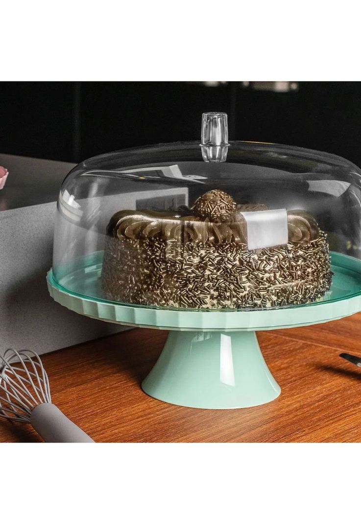 Porta torta con pedestal Rosado 30 cm-2
