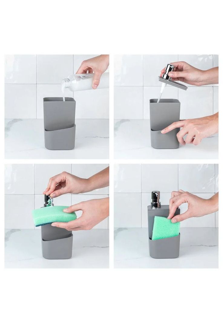 Dispensador Lavaloza Con Porta Esponja Blanco 650 ml-2