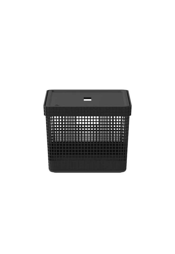 Cesta Organizadora Grid Con Tapa 20 L Negro