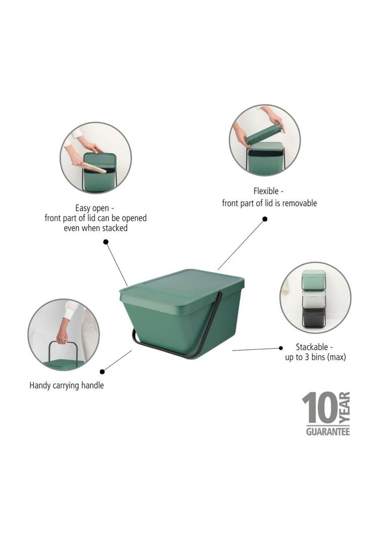 Basurero apilable Sort & Go 20 Lt Fir Green-5