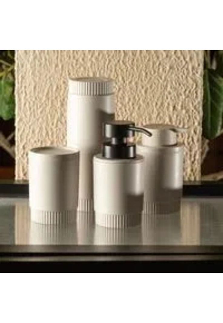 Jabonera Con Dosificador Dorica Beige Con Negro 300 Ml-1