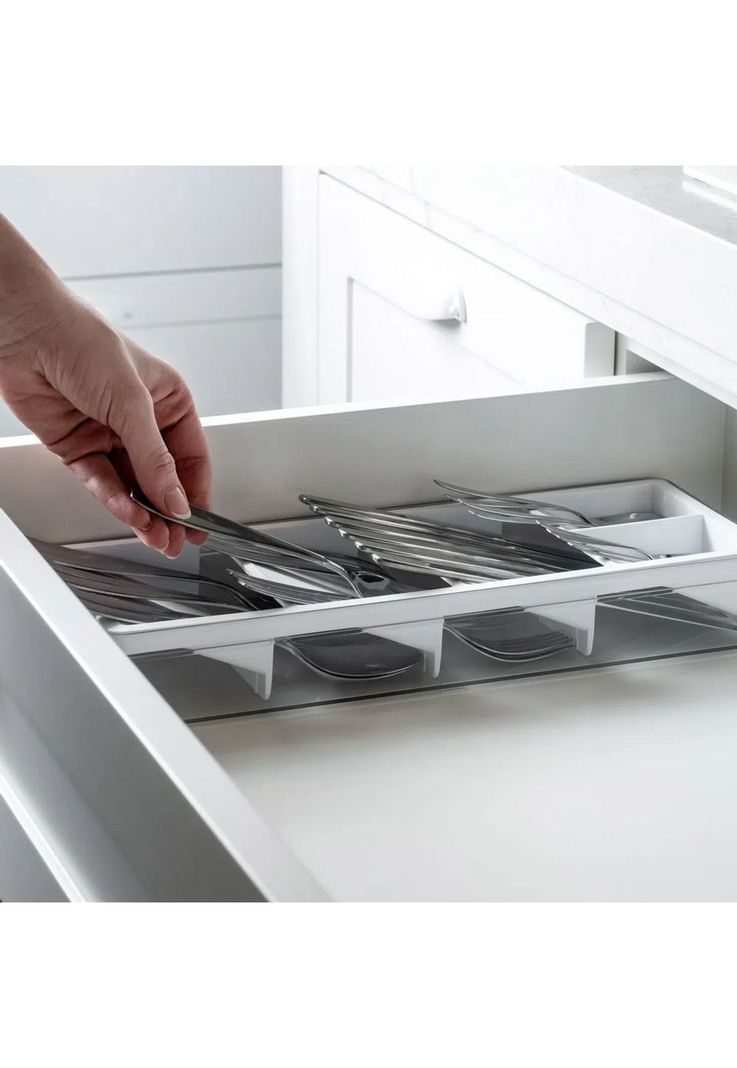  Organizador De Cubiertos Clear Blanco-2
