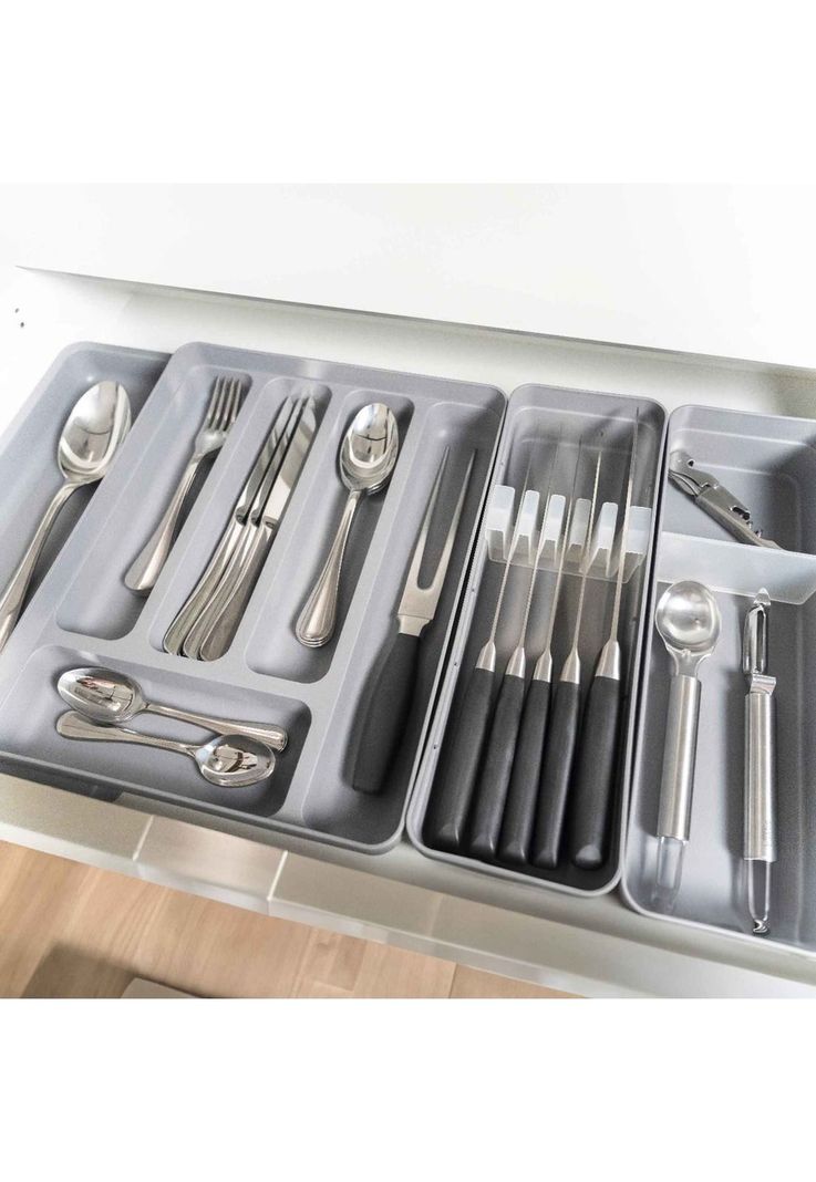 Conjunto Organizador Cubiertos Gris-2