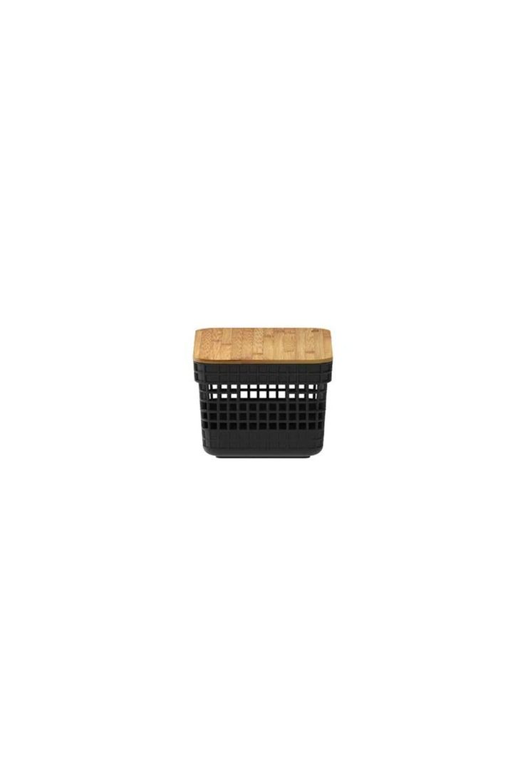 Cesta Organizadora Grid Con Tapa De Bambu 2.5 L Negro
