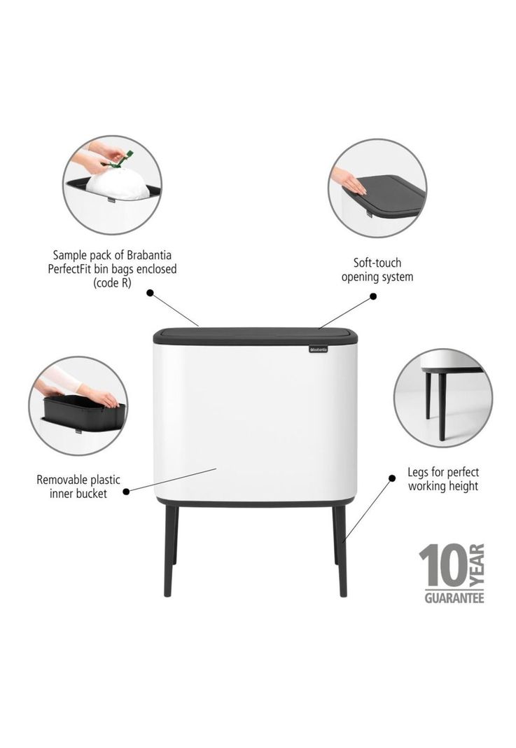 Basurero Bo Touch 36 Lt White-6