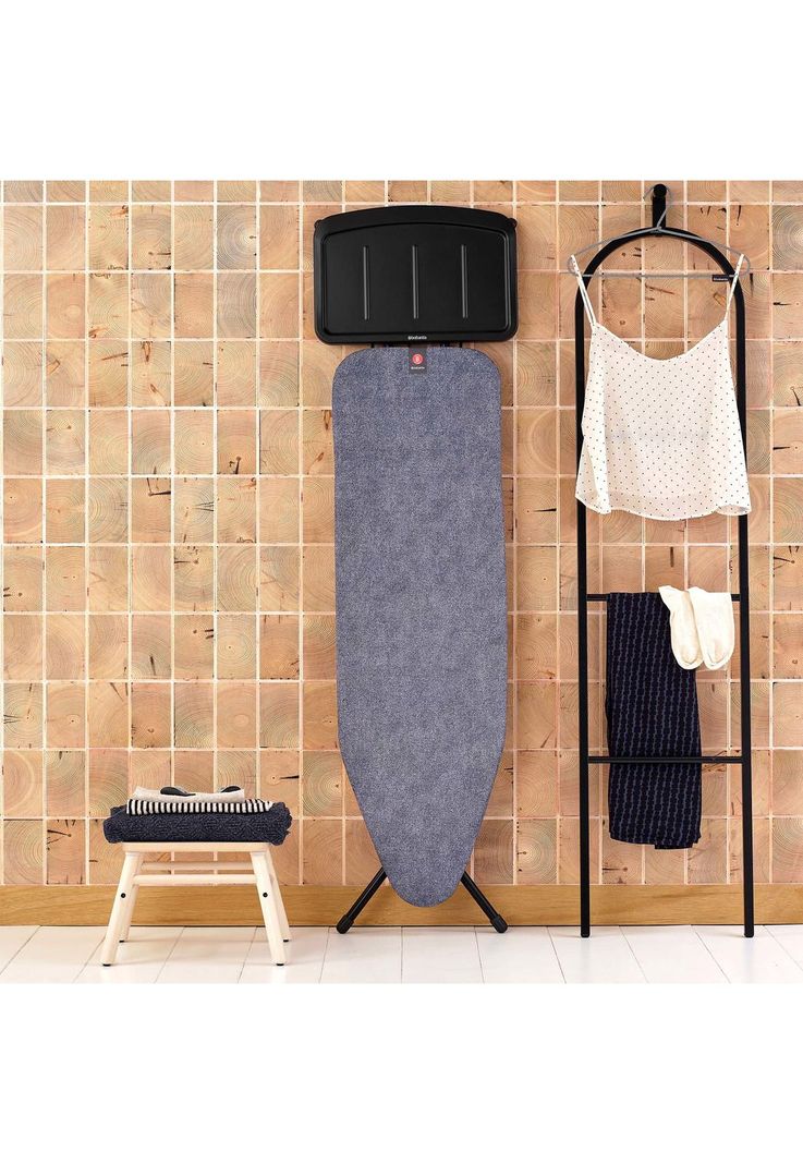 Tabla de planchar B, 124x38 cm, soporte sólido unidad de vapor - Denim Blue-2
