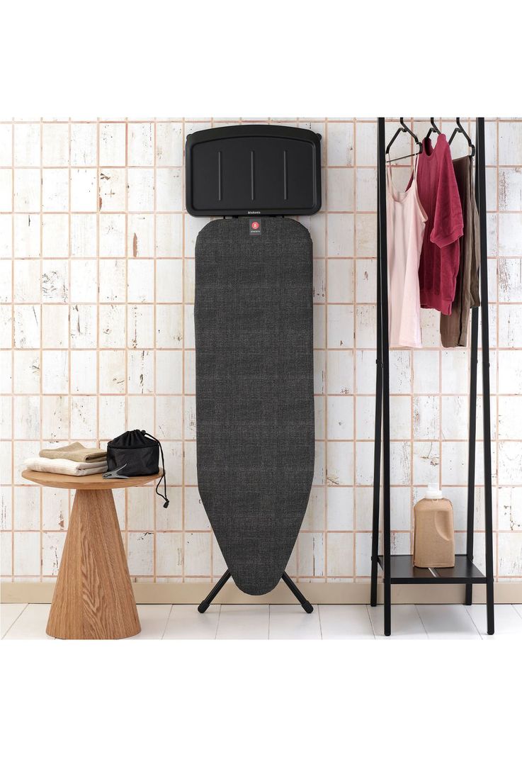 Tabla de planchar B, 124x38 cm, soporte sólido unidad de vapor - Denim Black-2