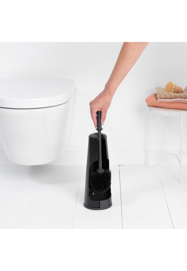 Escobilla de baño con soporte ReNew Matt Black-3