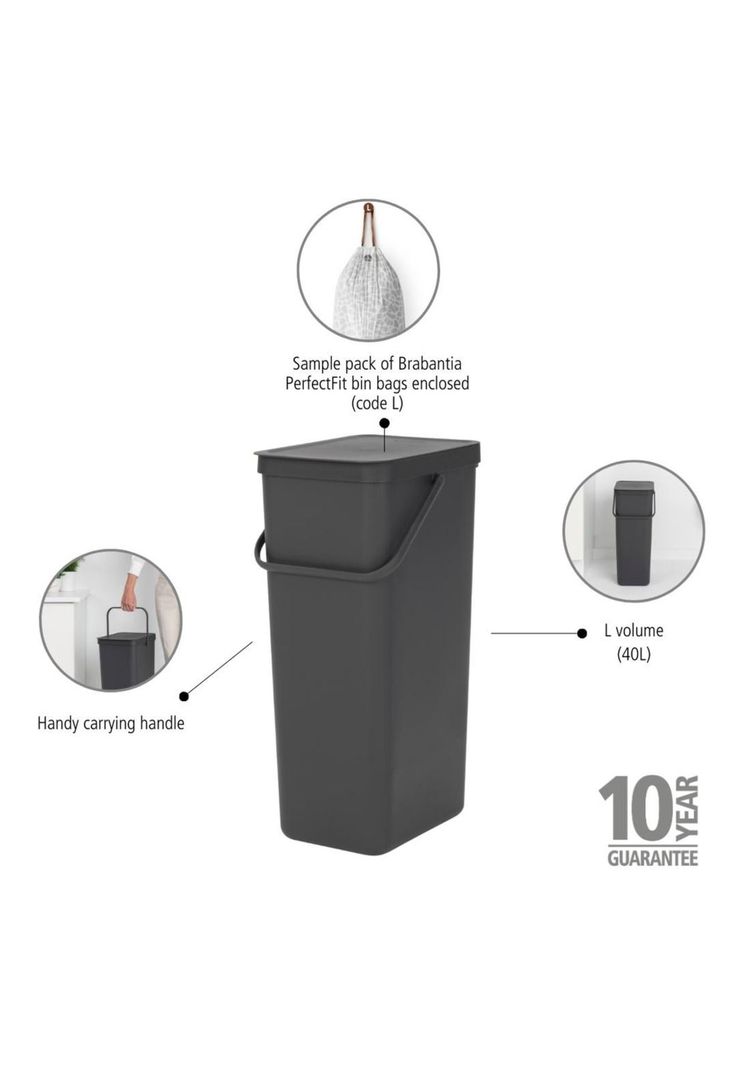 Basurero Reciclaje Sort & Go 40 Lt Grey-6