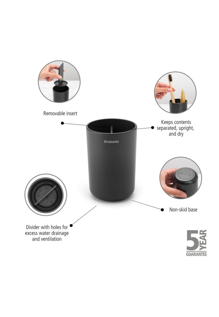 Vaso para cepillos de dientes ReNew Dark Grey-4