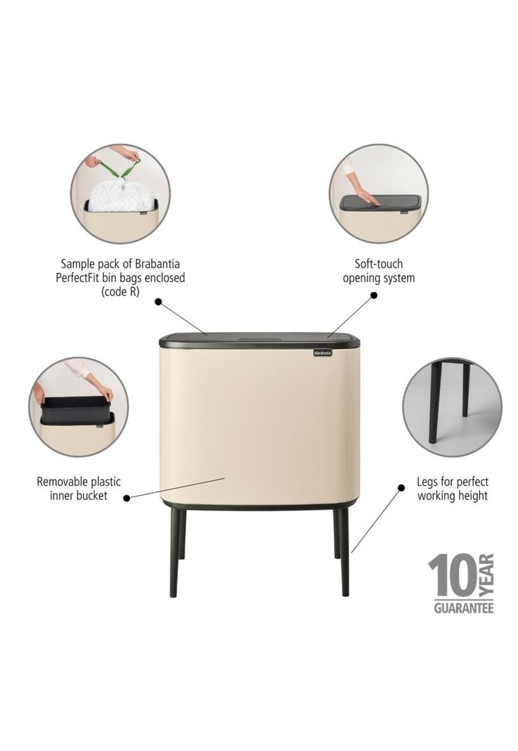 Basurero Bo Touch 36 Lt Soft Beige-5