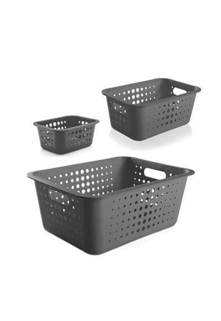 Conjunto de Cestas Organizadoras Gris-0
