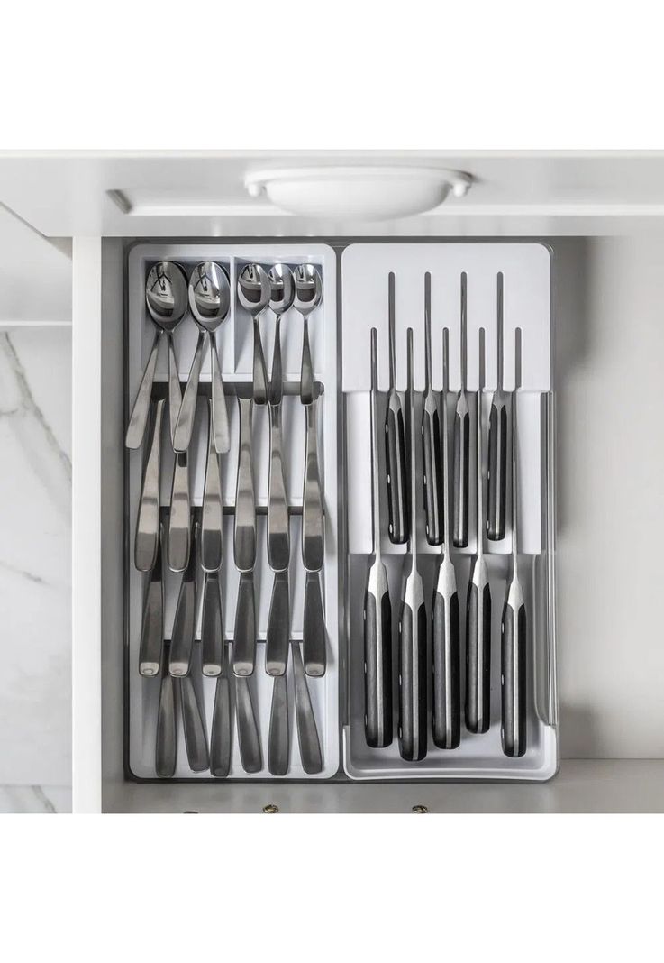  Organizador De Cuchillo y Cubiertos Clear Blanco-2