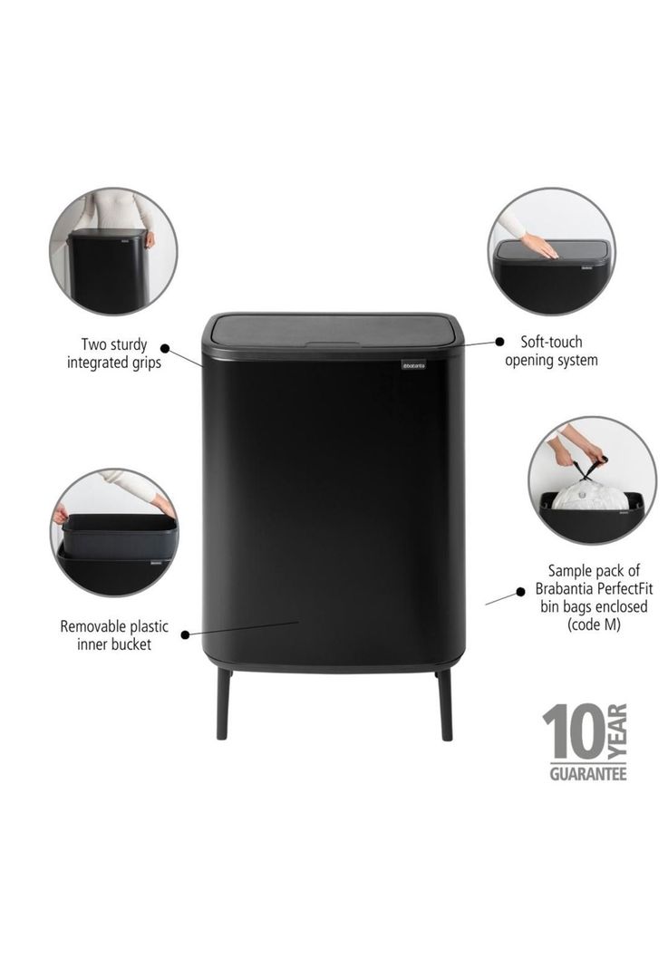 Basurero Bo Touch Hi 60 Lt Matt Black-6