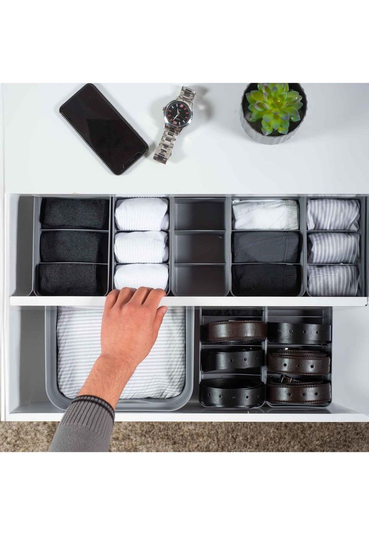 Organizador De Cajón Closet Logic Grande Gris-2