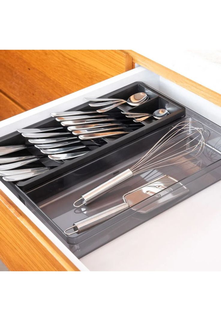  Organizador de Utensilios y Cubiertos Clear Negro-1
