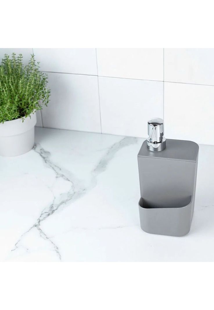 Dispensador Lavaloza Con Porta Esponja Gris 650 ml-0