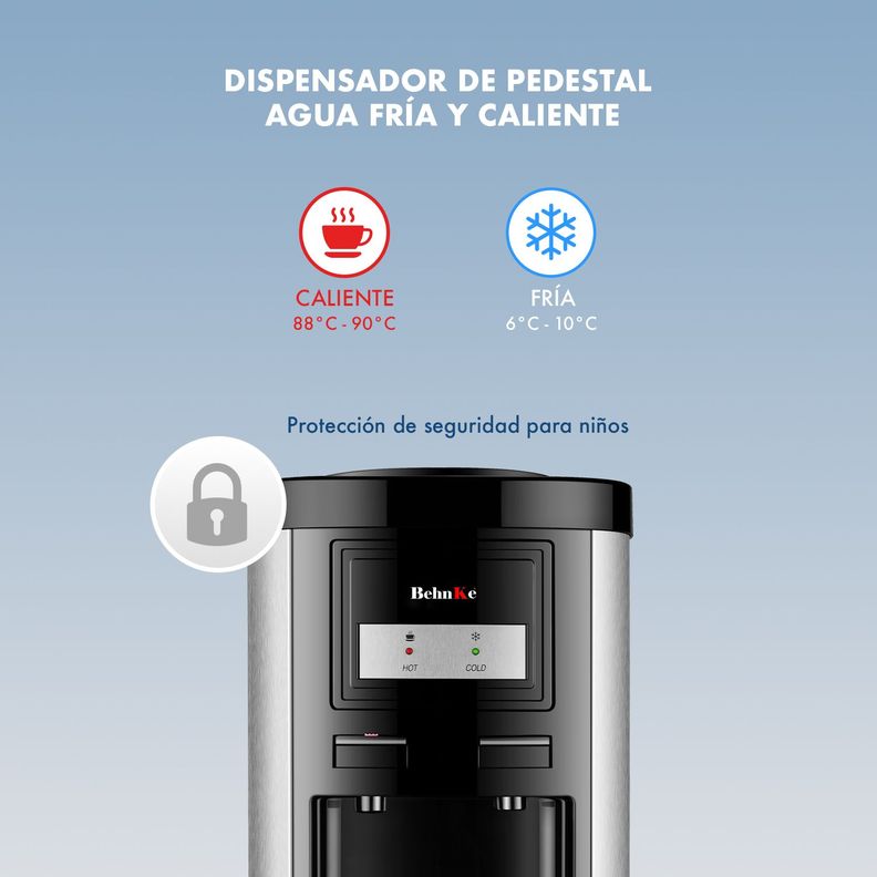 Dispensador de pedestal agua fría y caliente inox-4