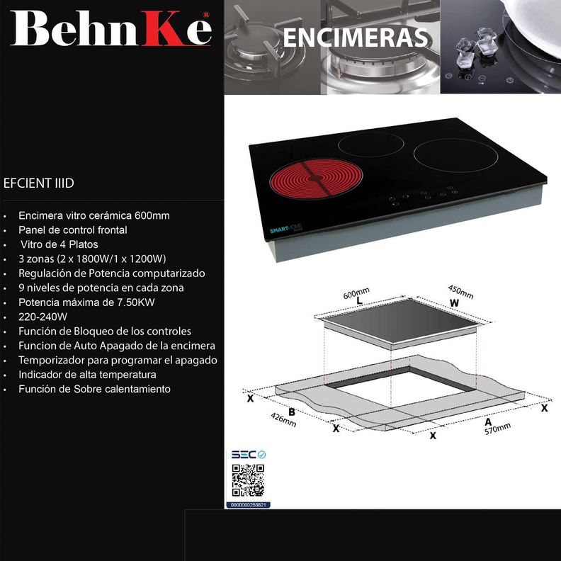 Encimera Vitrocerámica 3 Platos -4