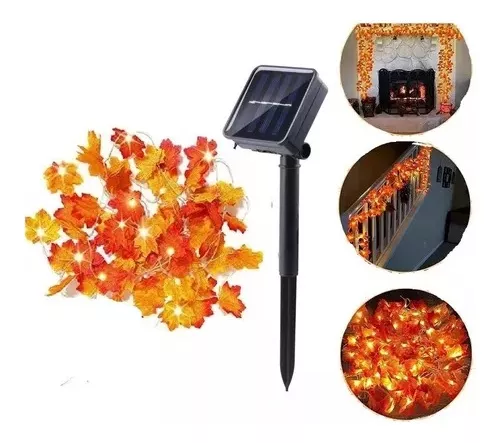 Luces Solar Hojas Otoño Guirnalda Navidad 30 Led Luz Cálida-2