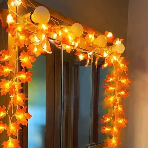 Luces Solar Hojas Otoño Guirnalda Navidad 30 Led Luz Cálida-4