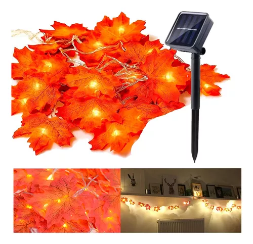 Luces Solar Hojas Otoño Guirnalda Navidad 30 Led Luz Cálida-5