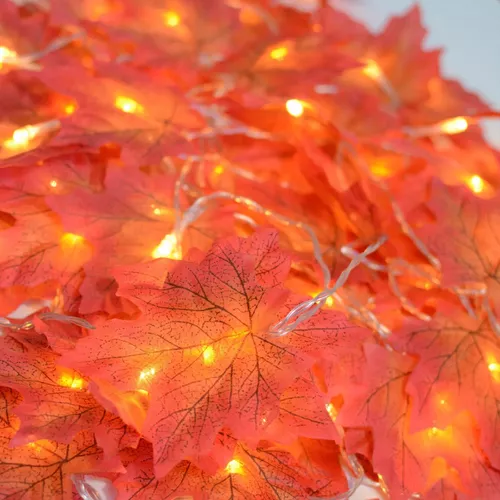 Luces Solar Hojas Otoño Guirnalda Navidad 30 Led Luz Cálida-6