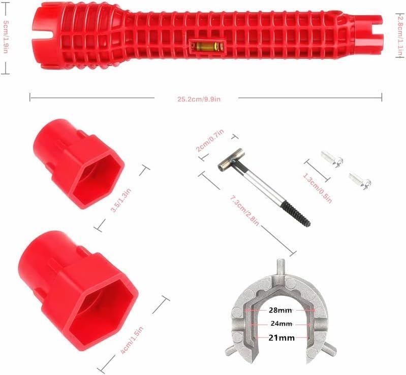Llave Para Apretar El Tubo Del Fregadero, Cambiar Los Grifos Color Rojo-3