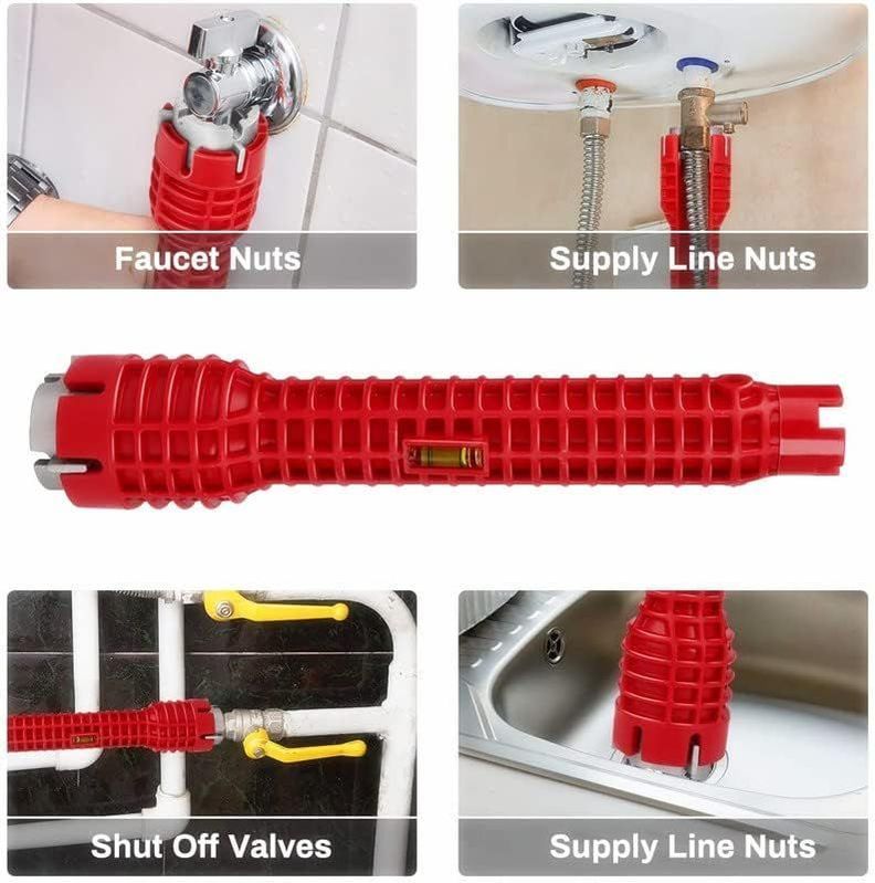 Llave Para Apretar El Tubo Del Fregadero, Cambiar Los Grifos Color Rojo-4