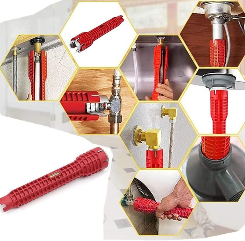 Llave Para Apretar El Tubo Del Fregadero, Cambiar Los Grifos Color Rojo-5
