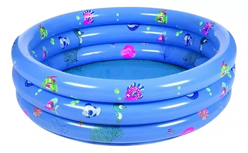 Piscina Inflable Plástico 3 Anillos 80 X 35 Cm / Color Celeste-0