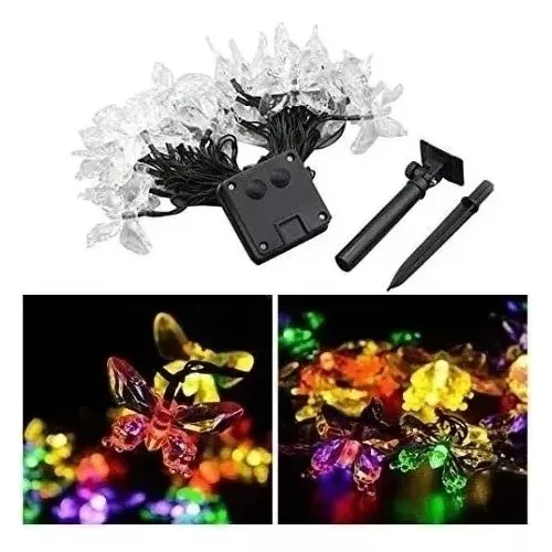 Pack X3 Guirnalda Mariposa Solar Led 5mt Exterior E Interior-2