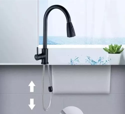 Llave Monomando Lavaplatos Profesional Extraíble Negra-0