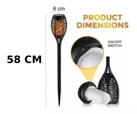 Pack X4 Lampara Led Luces Solares Antorchas Estaca-2