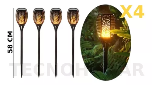 Pack X4 Lampara Led Luces Solares Antorchas Estaca-3