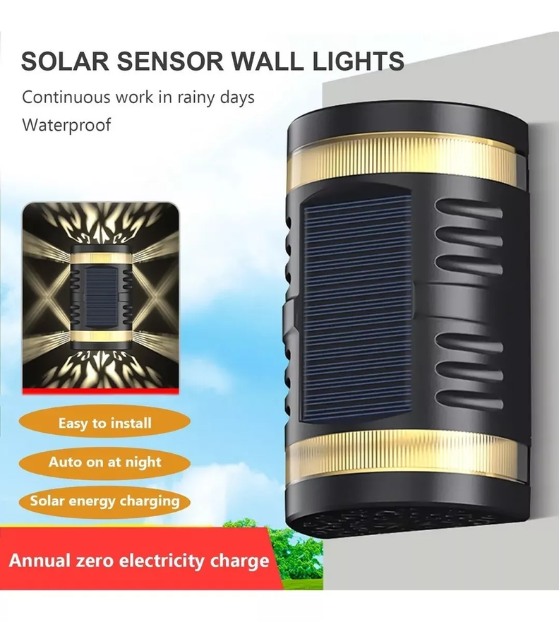 Aplique Grande Resiste Lluvia Solar Exterior Luz Jardin-7