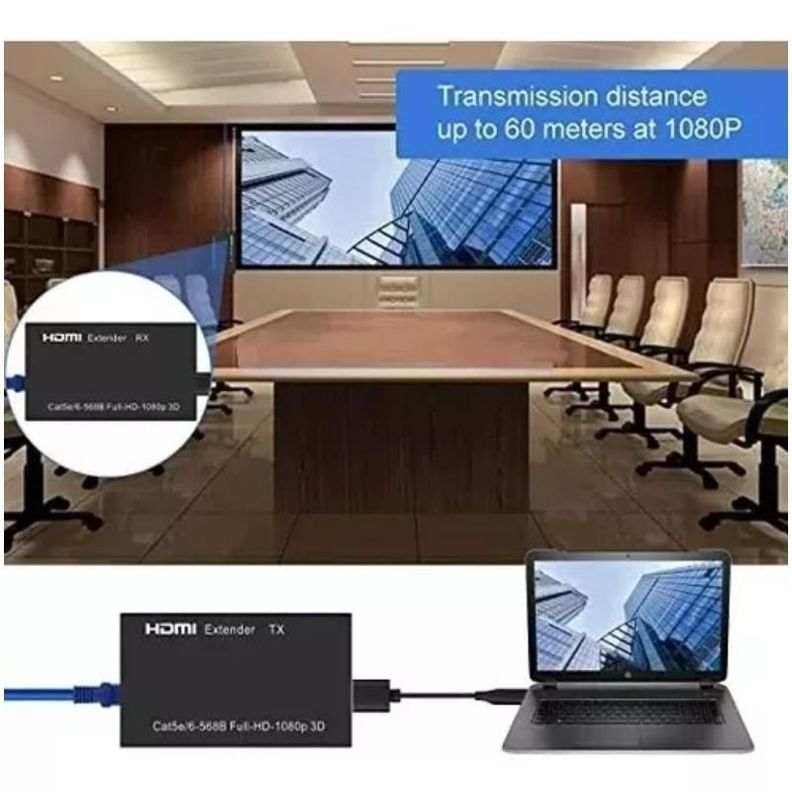 Extensor Video Audio Digital 60mts Hdmi Cable Red Utp Rj45-7